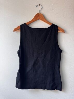 NWT The Denim Bar Black Sleeveless Runched Women's Tank Top - Classic Knit